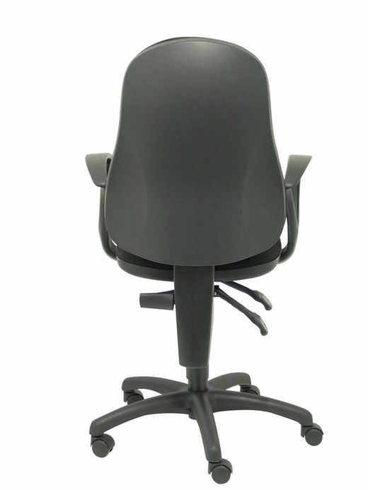 Modelo Punkt - Silla de oficina ergonómica con mecanismo de contacto permanente de doble maneta, regulable en altura y brazos fijos - Asiento y respaldo tapizados en tejido ARAN color negro