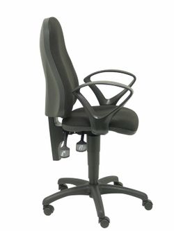 Modelo Punkt - Silla de oficina ergonómica con mecanismo de contacto permanente de doble maneta, regulable en altura y brazos fijos - Asiento y respaldo tapizados en tejido ARAN color negro