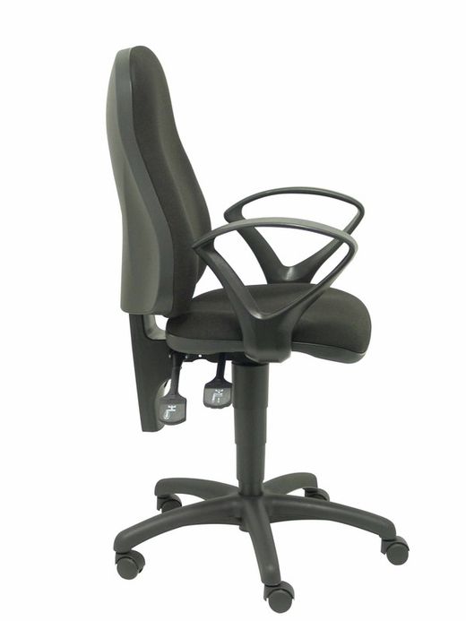 Modelo Punkt - Silla de oficina ergonómica con mecanismo de contacto permanente de doble maneta, regulable en altura y brazos fijos - Asiento y respaldo tapizados en tejido ARAN color negro