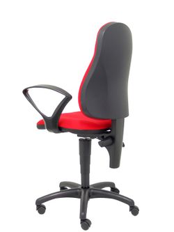 Modelo Punkt - Silla de oficina ergonómica con mecanismo de contacto permanente de doble maneta, regulable en altura y brazos fijos - Asiento y respaldo tapizados en tejido ARAN color rojo