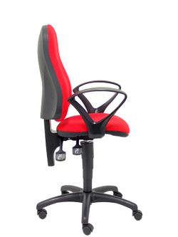 Modelo Punkt - Silla de oficina ergonómica con mecanismo de contacto permanente de doble maneta, regulable en altura y brazos fijos - Asiento y respaldo tapizados en tejido ARAN color rojo