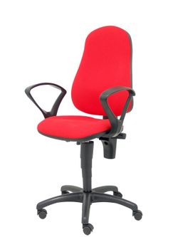 Modelo Punkt - Silla de oficina ergonómica con mecanismo de contacto permanente de doble maneta, regulable en altura y brazos fijos - Asiento y respaldo tapizados en tejido ARAN color rojo