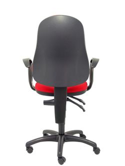 Modelo Punkt - Silla de oficina ergonómica con mecanismo de contacto permanente de doble maneta, regulable en altura y brazos fijos - Asiento y respaldo tapizados en tejido ARAN color rojo