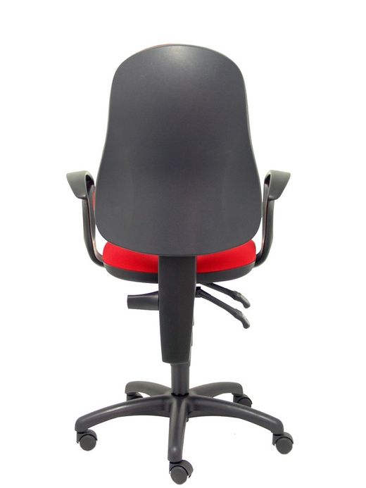 Modelo Punkt - Silla de oficina ergonómica con mecanismo de contacto permanente de doble maneta, regulable en altura y brazos fijos - Asiento y respaldo tapizados en tejido ARAN color rojo