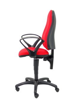 Modelo Punkt - Silla de oficina ergonómica con mecanismo de contacto permanente de doble maneta, regulable en altura y brazos fijos - Asiento y respaldo tapizados en tejido ARAN color rojo