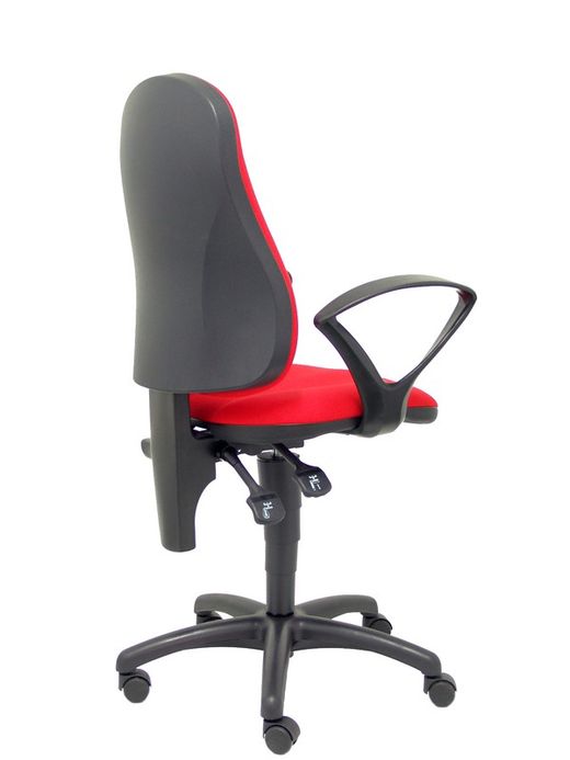 Modelo Punkt - Silla de oficina ergonómica con mecanismo de contacto permanente de doble maneta, regulable en altura y brazos fijos - Asiento y respaldo tapizados en tejido ARAN color rojo