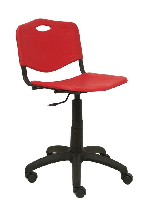 Modelo Robledo giratoria - Silla de oficina ergonómica, regulable en altura y giratoria 360º -  Asiento y respaldo de plástico de color rojo.