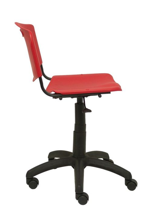 Modelo Robledo giratoria - Silla de oficina ergonómica, regulable en altura y giratoria 360º -  Asiento y respaldo de plástico de color rojo.