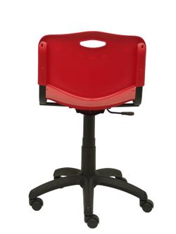 Modelo Robledo giratoria - Silla de oficina ergonómica, regulable en altura y giratoria 360º -  Asiento y respaldo de plástico de color rojo.