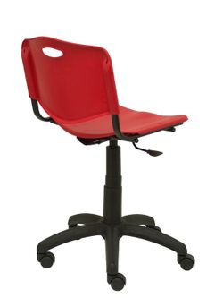 Modelo Robledo giratoria - Silla de oficina ergonómica, regulable en altura y giratoria 360º -  Asiento y respaldo de plástico de color rojo.