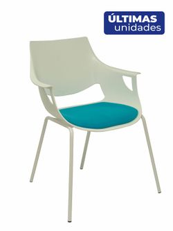 Modelo Saceruela- Pack de 3 sillas confidentes ergonómica monocarcasa con reposabrazos y estructura metálica tubular, estilo Tower - Asiento y respaldo de PVC, con acolchado en el asiento.