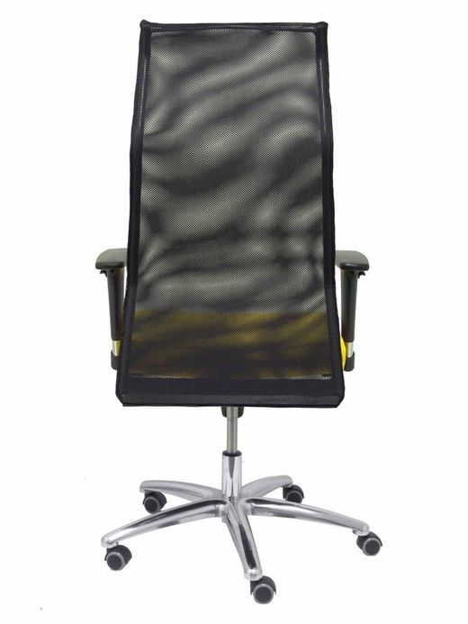 Modelo Sahuco - Sillón de dirección ergonómico con mecanismo sincro y regulable en altura - Respaldo de malla transpirable y asiento tapizados en tejido BALI color amarillo