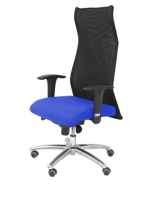 Modelo Sahuco - Sillón de dirección ergonómico con mecanismo sincro y regulable en altura - Respaldo de malla transpirable y asiento tapizados en tejido BALI color azul