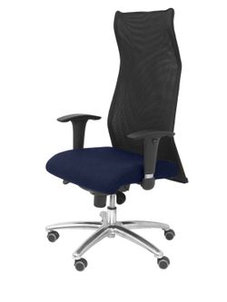 Modelo Sahuco - Sillón de dirección ergonómico con mecanismo sincro y regulable en altura - Respaldo de malla transpirable y asiento tapizados en tejido BALI color azul marino