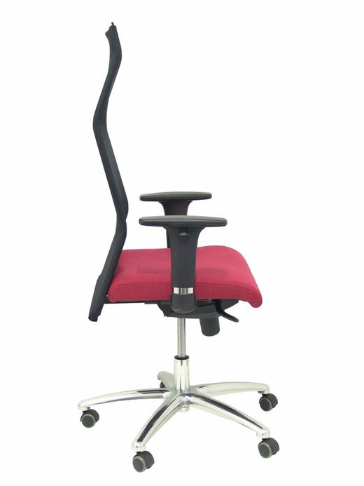 Modelo Sahuco - Sillón de dirección ergonómico con mecanismo sincro y regulable en altura - Respaldo de malla transpirable y asiento tapizados en tejido BALI color granate