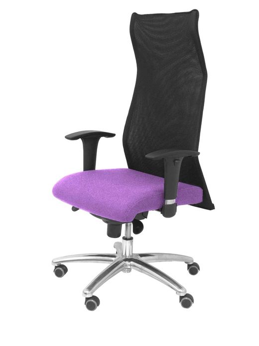 Modelo Sahuco - Sillón de dirección ergonómico con mecanismo sincro y regulable en altura - Respaldo de malla transpirable y asiento tapizados en tejido BALI color lila
