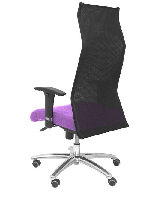 Modelo Sahuco - Sillón de dirección ergonómico con mecanismo sincro y regulable en altura - Respaldo de malla transpirable y asiento tapizados en tejido BALI color lila
