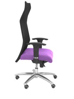 Modelo Sahuco - Sillón de dirección ergonómico con mecanismo sincro y regulable en altura - Respaldo de malla transpirable y asiento tapizados en tejido BALI color lila