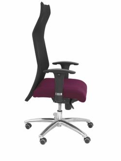 Modelo Sahuco - Sillón de dirección ergonómico con mecanismo sincro y regulable en altura - Respaldo de malla transpirable y asiento tapizados en tejido BALI color morado