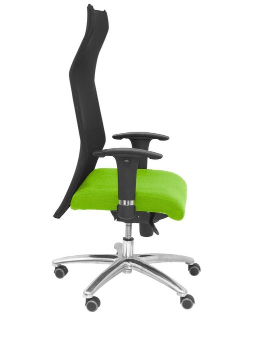Modelo Sahuco - Sillón de dirección ergonómico con mecanismo sincro y regulable en altura - Respaldo de malla transpirable y asiento tapizados en tejido BALI color pistacho