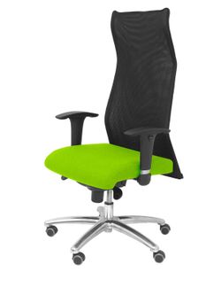 Modelo Sahuco - Sillón de dirección ergonómico con mecanismo sincro y regulable en altura - Respaldo de malla transpirable y asiento tapizados en tejido BALI color pistacho