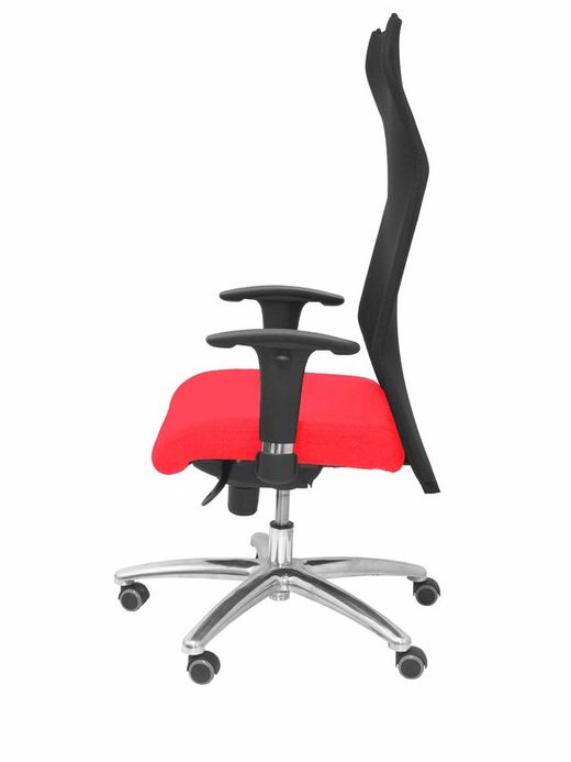 Modelo Sahuco - Sillón de dirección ergonómico con mecanismo sincro y regulable en altura - Respaldo de malla transpirable y asiento tapizados en tejido BALI color rojo