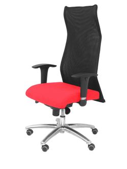 Modelo Sahuco - Sillón de dirección ergonómico con mecanismo sincro y regulable en altura - Respaldo de malla transpirable y asiento tapizados en tejido BALI color rojo