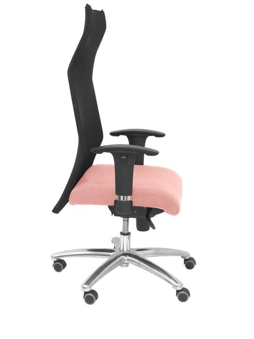 Modelo Sahuco - Sillón de dirección ergonómico con mecanismo sincro y regulable en altura - Respaldo de malla transpirable y asiento tapizados en tejido BALI color rosa