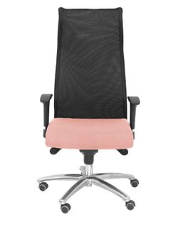 Modelo Sahuco - Sillón de dirección ergonómico con mecanismo sincro y regulable en altura - Respaldo de malla transpirable y asiento tapizados en tejido BALI color rosa
