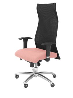 Modelo Sahuco - Sillón de dirección ergonómico con mecanismo sincro y regulable en altura - Respaldo de malla transpirable y asiento tapizados en tejido BALI color rosa