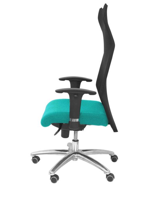 Modelo Sahuco - Sillón de dirección ergonómico con mecanismo sincro y regulable en altura - Respaldo de malla transpirable y asiento tapizados en tejido BALI color turquesa