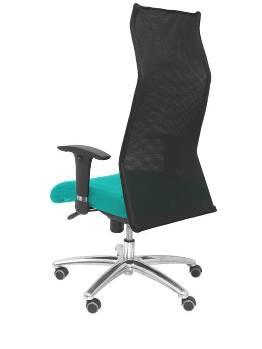 Modelo Sahuco - Sillón de dirección ergonómico con mecanismo sincro y regulable en altura - Respaldo de malla transpirable y asiento tapizados en tejido BALI color turquesa