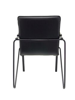 Modelo Samba - Pack de 2 sillas confidentes de 4 patas, con brazos y estructura negra - Asiento y respaldo tapizados en tejido similpiel negro