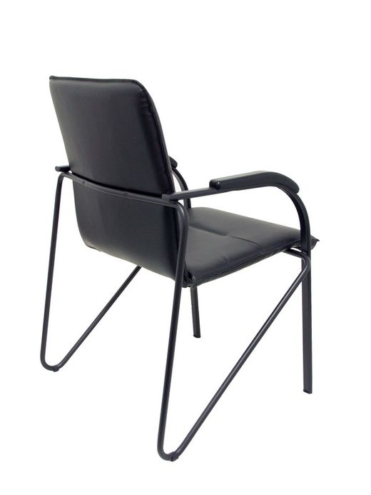 Modelo Samba - Pack de 2 sillas confidentes de 4 patas, con brazos y estructura negra - Asiento y respaldo tapizados en tejido similpiel negro