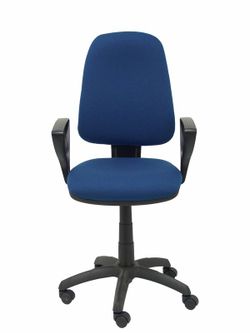 Modelo Sierra S - Silla de oficina ergonómica con mecanismo asincro y regulable en altura - Asiento y tejido tapizado en tejido BALI color azul marino (BRAZOS FIJOS INCLUIDOS)