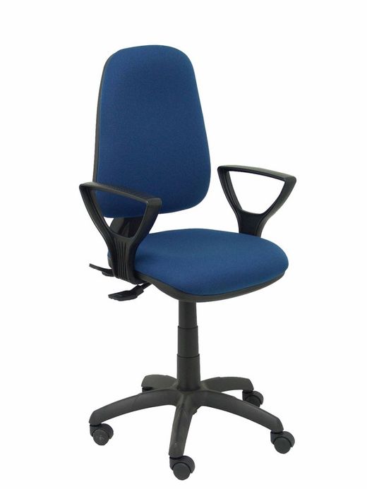 Modelo Sierra S - Silla de oficina ergonómica con mecanismo asincro y regulable en altura - Asiento y tejido tapizado en tejido BALI color azul marino (BRAZOS FIJOS INCLUIDOS)