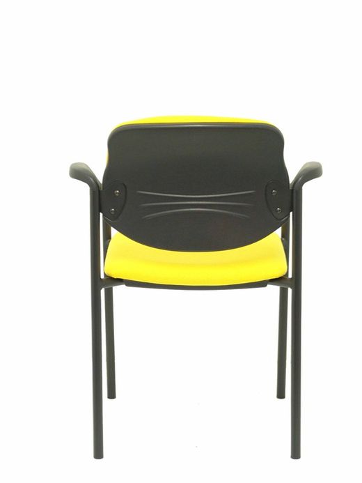 Modelo Styl - Silla confidente de 4 patas, con brazos y estructrua negra - Asiento y respaldo tapizados en tejido BALI color amarillo