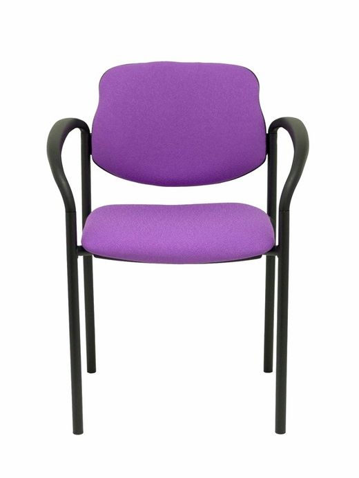 Modelo Styl - Silla confidente de 4 patas, con brazos y estructrua negra - Asiento y respaldo tapizados en tejido BALI color lila