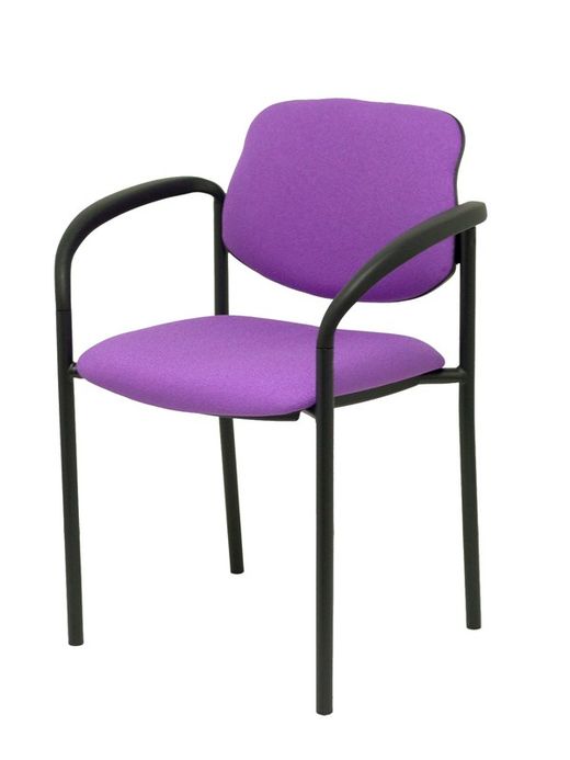Modelo Styl - Silla confidente de 4 patas, con brazos y estructrua negra - Asiento y respaldo tapizados en tejido BALI color lila