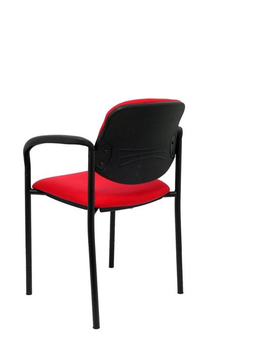 Modelo Styl - Silla confidente de 4 patas, con brazos y estructrua negra - Asiento y respaldo tapizados en tejido BALI color rojo