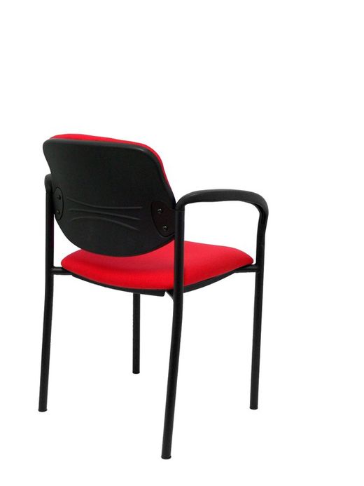 Modelo Styl - Silla confidente de 4 patas, con brazos y estructrua negra - Asiento y respaldo tapizados en tejido BALI color rojo