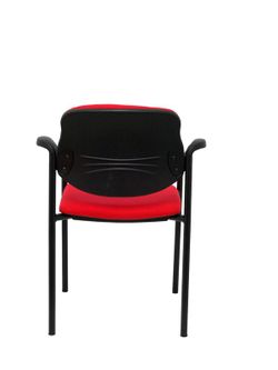 Modelo Styl - Silla confidente de 4 patas, con brazos y estructrua negra - Asiento y respaldo tapizados en tejido BALI color rojo