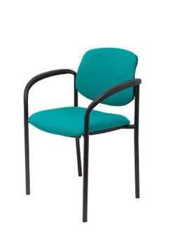 Modelo Styl - Silla confidente de 4 patas, con brazos y estructrua negra - Asiento y respaldo tapizados en tejido BALI color turquesa