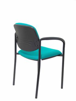 Modelo Styl - Silla confidente de 4 patas, con brazos y estructrua negra - Asiento y respaldo tapizados en tejido BALI color turquesa