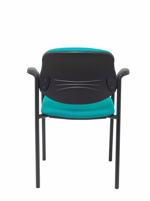 Modelo Styl - Silla confidente de 4 patas, con brazos y estructrua negra - Asiento y respaldo tapizados en tejido BALI color turquesa