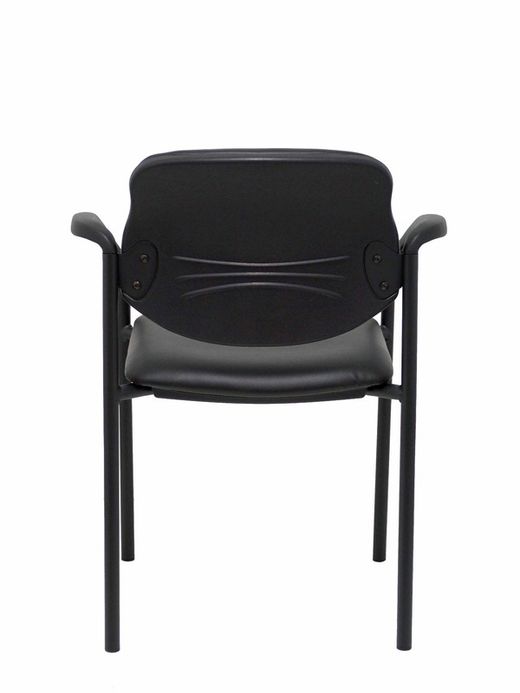 Modelo Styl - Silla confidente de 4 patas, con brazos y estructrua negra - Asiento y respaldo tapizados en tejido similpiel negro