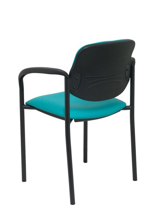 Modelo Styl - Silla confidente de 4 patas, con brazos y estructrua negra - Asiento y respaldo tapizados en tejido similpiel verde