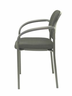 Modelo Styl - Silla confidente de 4 patas, con brazos y estructura negra - Asiento y respaldo tapizados en tejido BALI color negro