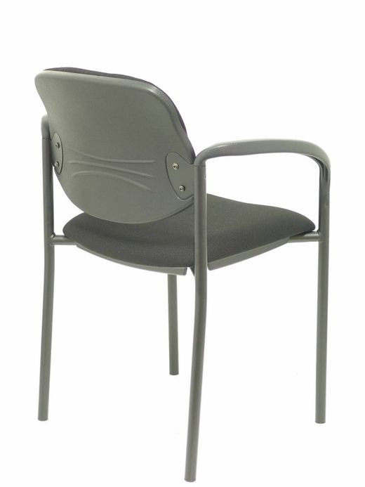 Modelo Styl - Silla confidente de 4 patas, con brazos y estructura negra - Asiento y respaldo tapizados en tejido BALI color negro