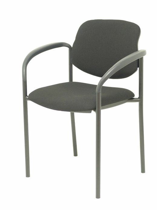 Modelo Styl - Silla confidente de 4 patas, con brazos y estructura negra - Asiento y respaldo tapizados en tejido BALI color negro